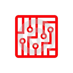 Microchip of the electronics, flat icon, computer chip